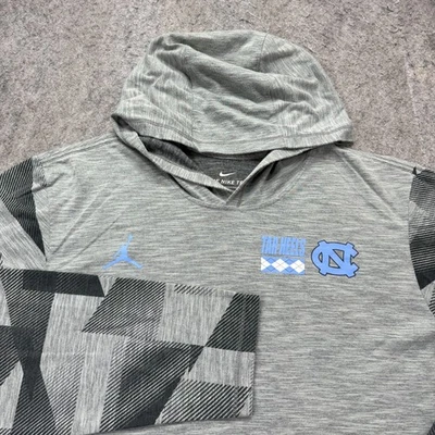 North Carolina Tar Heels Nike Hooded Performance Shirt Long Sleeve Men L Gray - Image 1 of 4