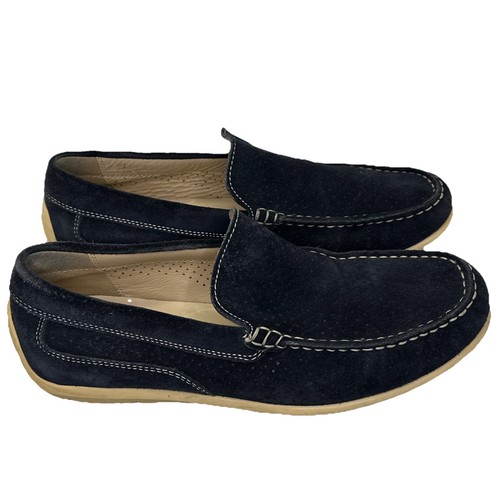 Scarpe mocassini slip on Ecco Driving Moc uomo EU 41 US 8 blu navy scamosciate traforate