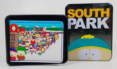 NEW- South Park Characters Group Photo Pose Bifold Wallet with Tin, Buckle Down. - Image 1 of 4