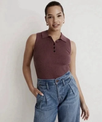 Madewell Owen Polo Sweater Tank - Pressed Grape - Size XXS - Image 1 of 4