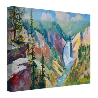 Impresión en lienzo de Yellowstone Lower Falls - Arte de pared de paisaje del Parque Nacional de Estados Unidos Foto 1 de 4