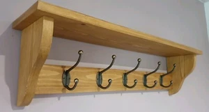 PERCHERO CON ESTANTE *Hecho a mano***5 ganchos dobles***Cera de roble mediano* - Imagen 1 de 9