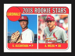 2018 Topps Heritage #14 Alex Mejia / Sandy Alcantara RC    St. Louis Cardinals