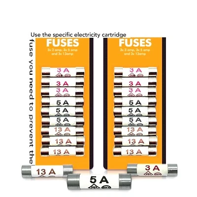 Cartridge Fuses Mixed Electric 13 Amp 3 Amp 5 Amp Main Plug Household Ceramic UK - Image 1 of 4
