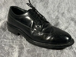 DANIEL FORBES Flexible Black Leather Wingtip Oxford Shoes 9 B/AA Run Big 9.5 US - Picture 1 of 11
