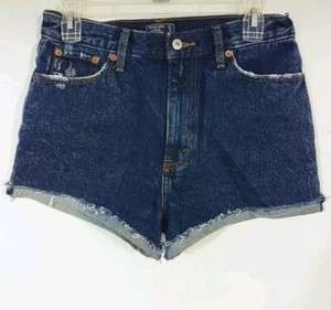 Abercrombie Fitch Denim Shorts Women’s Annie High Rise Raw Hem Black Sz 4/27 - Picture 1 of 8
