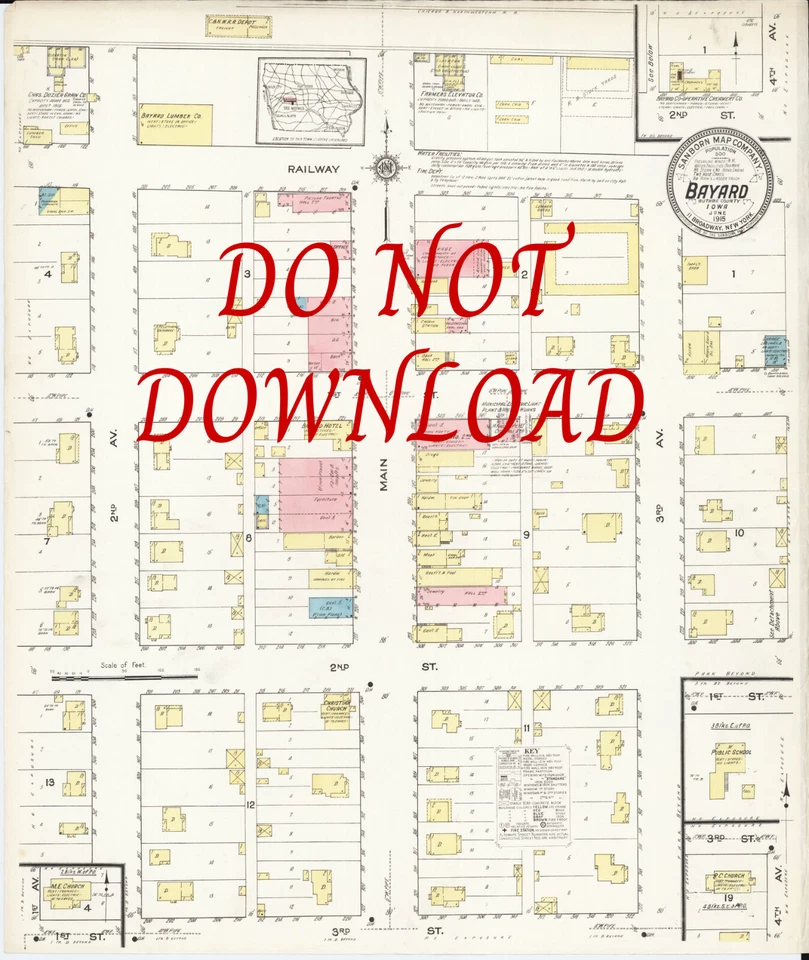 COPY 1915 Map town of Bayard  Iowa highly Detailed 16" X 20" - Image 1 of 1
