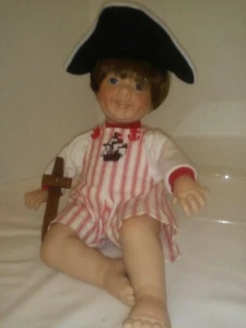 DANNY Pirate Porcelain Doll-Danbury Mint. 11" Sitting.1992. Vintage. Hat, Anchor - Picture 1 of 10