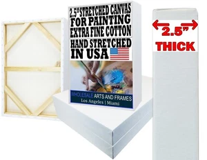 2-1/2" Extra Fine Cotton Artist Stretched Canvas. Many Sizes USA Made. on SALE - Picture 1 of 8
