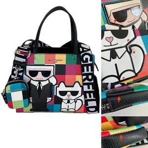 Karl Lagerfeld Paris Maybelle Satchel Multicolor Handle Crossbody Strap Bag (OY) - Picture 1 of 12