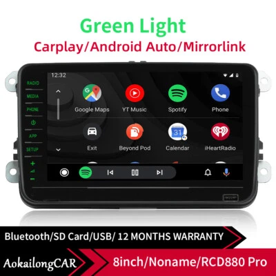 For VW Passat RCD880 PRO 187B Green Light Android Auto Carplay Mirrorlink Radio - Image 1 of 4