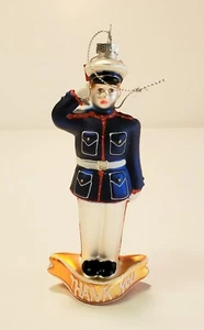 Marine Saluting 6" Vidrio Adorno de Navidad Ashland Pintado a Mano Gracias - Imagen 1 de 2