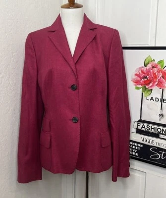 Akris Pink Silk & Cashmere Blazer W/Brown Stitching and Elbow Patches Size 10US - Image 1 of 4