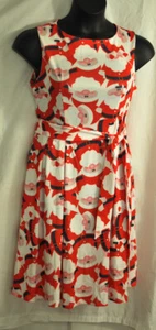 women's Ouges Christmas Santa dress size medium red white sleeveless Santa faces - Picture 1 of 10