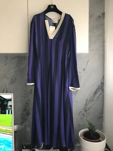 WALES BONNER VESTITO TAGLIA 42 italiana A RIGHE VIOLA IN VISCOSA - Picture 1 of 16