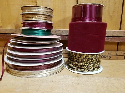 14 Rolls of Crafting Ribbon Trim Line Offray Europa Wired Cord Gold Metallic  - Image 1 of 4