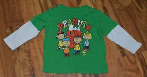 Peanuts Snoopy 3T Long Sleeve Shirt Christmas Green - Picture 1 of 4
