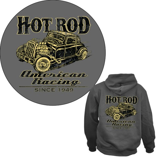SACAI Felpa con cappuccio Hot Rod Racing Speedshop motivo auto *1070 grigia