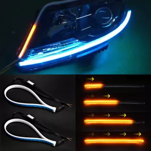 2pcs Car Accessories Soft Tube LED Strip Daytime Running Light Turn Signal Lamp - Foto 1 di 12