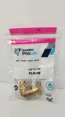 SHARKBITE PROLOCK PEX COPPER CPVC PE-RT 1/2" X 1/2" Brass Male Threaded Elbow - Image 1 of 3