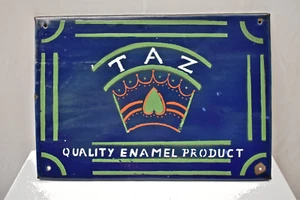Vintage TAZ Qualität Emaille Produkt Porzellan Emaille Werbeschild 15x11 Zoll - Bild 1 von 4