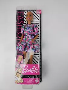 Mattel 2019 Barbie Fashionistas #150 Bald with Hoop Earrings & Pink Floral Dress - Picture 1 of 11
