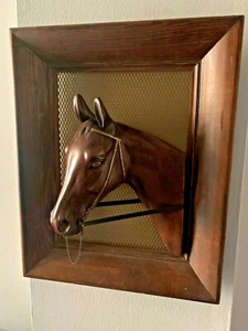 Hand Sculptured solid wood decorative horse head Bust Figurine, Framed - Bild 1 von 10