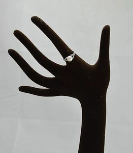 N5279   FAVOLOSO ANELLO 14 Ø SOLITARIO PERLA ARGENTO 925 E ZIRCONI - Foto 1 di 1