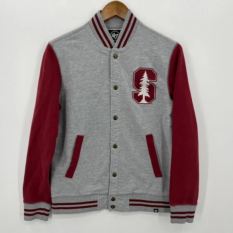 '47 Brand Varsity Jacket Adult S Gray Red Stanford Cardinal NCAA Cotton Blend Cover