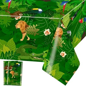 Domgoge Jungle Safari Table Cloths Animals Plastic Table Covers Tablecloth - Picture 1 of 7
