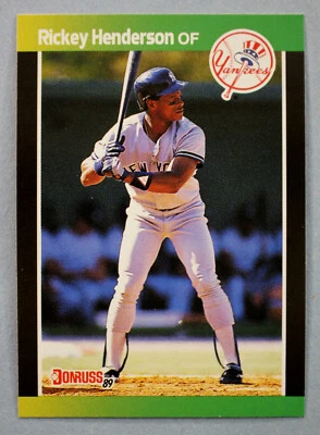 Rickey Henderson A's Yankees 1989 Donruss ERROR Card #245 Missing Period Mint - Image 1 of 3