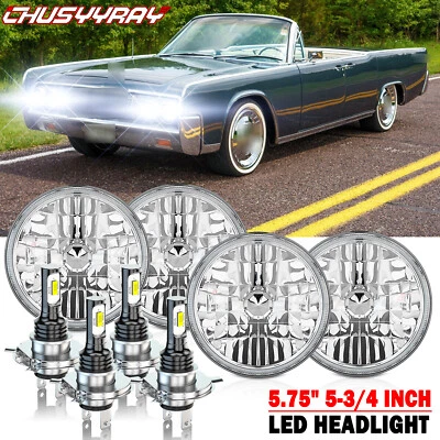 4pcs 5-3/4" 5.75" Super white LED Headlight Hi/Lo Beam for Lincoln Continental - Image 1 of 4