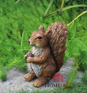 Garden Ornaments Red Squirrel Indoor and Outdoor Sculpture Fairy Gardens - Picture 1 of 10