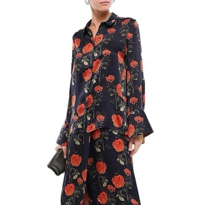 Mother Of Pearl London 100% 真丝花卉纽扣衬衫 S 码 (2-4) 秋季 — 第 1/4 张图片