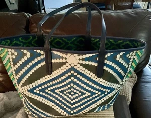 ORYANY St. Tropez Bead Print Coated Canvas Tote Bag NWOT - Picture 1 of 4