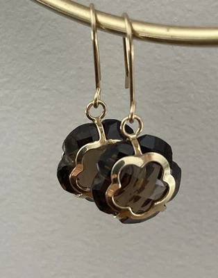 Vintage Rare Milor Italy 14K Gold Faceted Topaz   Dangle Drop 4gr Earrings *410 - Image 1 of 4