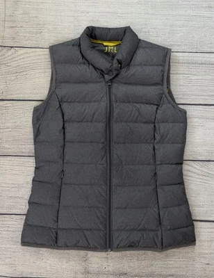 J MCLAUGHLIN женщин Sz маленький серый полный молнии карман пуховик вниз жилет EXC - Изображение 1 из 4