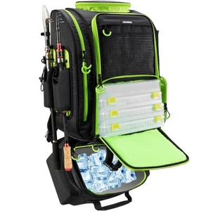 Large Fishing Backpack with Cooler for 3 Tackle Boxes - Fishing Bag with Rod ... - Picture 1 of 7
