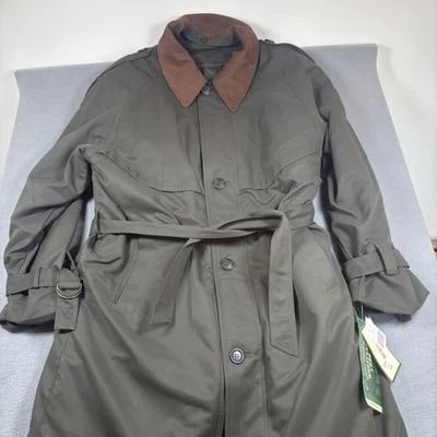 Gabardina Bert Pulitzer para hombre 40R oliva forro con cremallera cinturón solapa Storm P07790 Foto 1 de 4