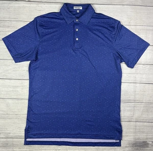 Peter Millar Summer Comfort Polo Shirt Size M Blue All Over Print Geometric Golf - Picture 1 of 14