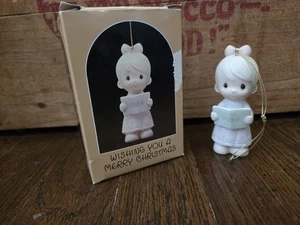 Vintage Precious Moments E-5387 Wishing You A Merry Christmas Ornament 1984 mit Box - Bild 1 von 9