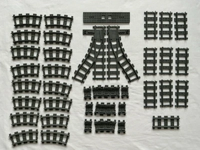 Lego Train Tracks 45 piezas LOTE Interruptor Curvo Recto Flex 53400 53401 53404 64022 Foto 1 de 4