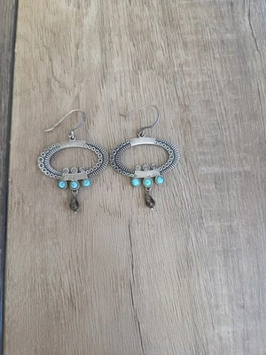 Pendientes Silpada Plata de Ley 925 Ovalados Turquesa y Cuarzo Smakey Foto 1 de 3