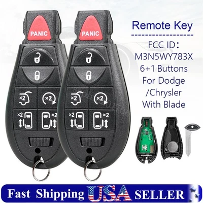 2 para Dodge Grand Caravan Chrysler Town&Country 2008-2020 mando a distancia llavero de coche Foto 1 de 4