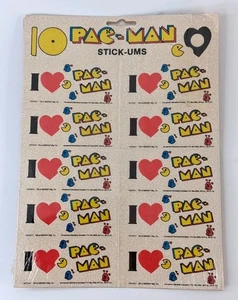 Vintage 1980 Pac-Man Stick-Ums I Love Pacman sin abrir (ver descripción) - Imagen 1 de 8