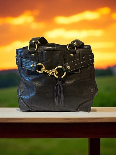 Borsa a tracolla Coach vintage in pelle nera H0693 10228 boho anni 90 borsa classica