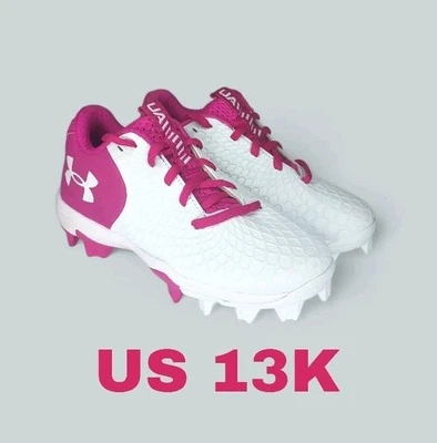 Zapato de softbol Under Armour Glyde 2.0 Jr para niña blanco/rosa talla 13K 3026607-101 Foto 1 de 4