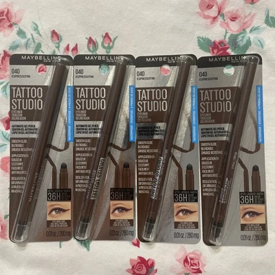 4~Maybelline Tattoo Studio Gel Pencil EYELINER 40 ESPRESSOTINI Waterproof HTF - Image 1 of 4