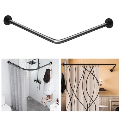 L-Shaped Corner Shower Curtain Rod, 「Black 24"-53" x 24"-53"」 Adjustable, Uns... - Image 1 of 4