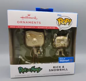 NEW Rick & Snowball (Rick & Morty) Hallmark Ornament Funko Pop 2 Pack GOLD CHASE - Picture 1 of 2